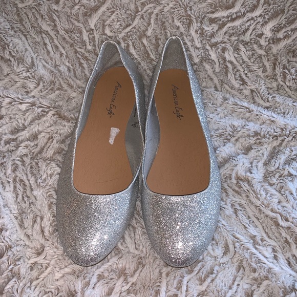 American Eagle Outfitters Shoes - AE Silver Sparkle “Clinton” Ballet Flat - NWT